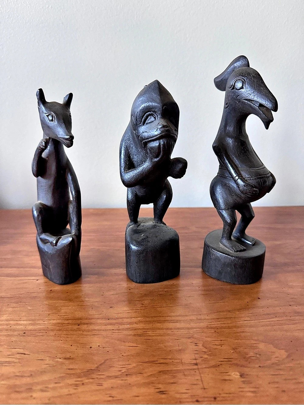 Set of 3 Animal Sculptures in Black